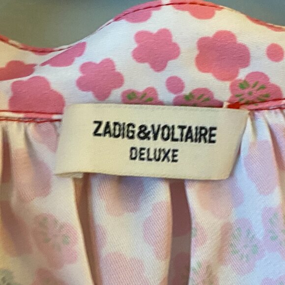 Zadig & Voltaire Tink Kawai Tunic Blouse in Flamant, Size Small - Picture 7 of 9